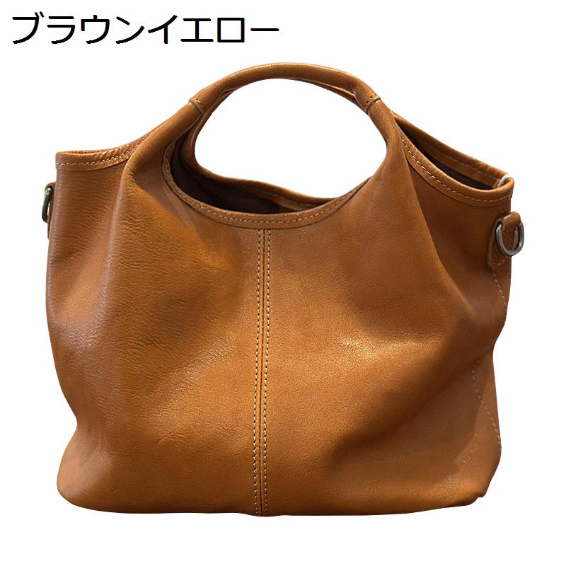 バケットバッグ レディース 牛革 斜めがけバッグ ハンドバッグ 2way ポケット付き ストラップ取り外し可能 バケツ型 柔らかい 大容量_2