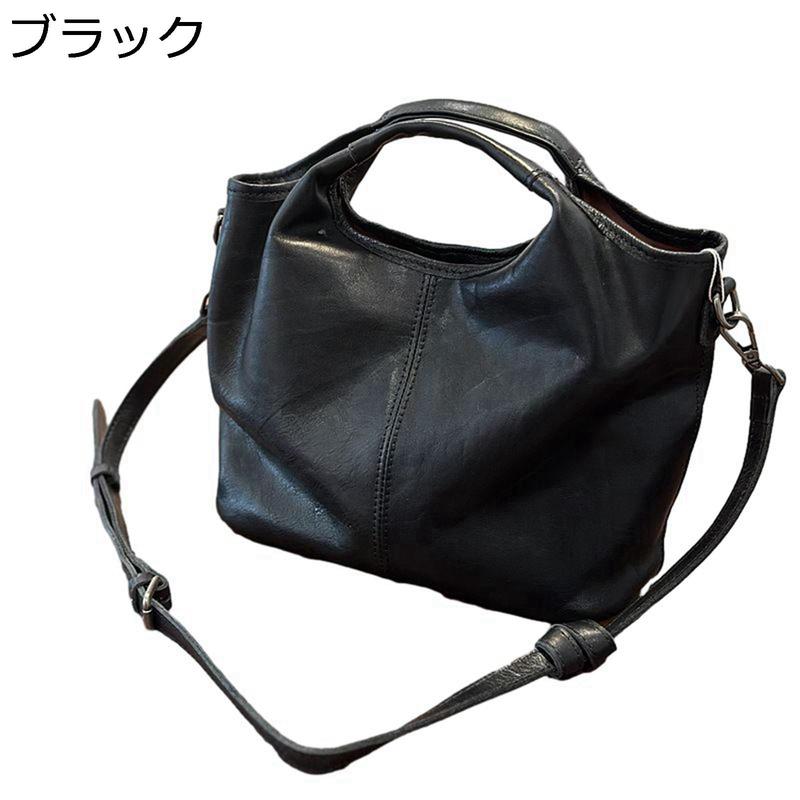 バケットバッグ レディース 牛革 斜めがけバッグ ハンドバッグ 2way ポケット付き ストラップ取り外し可能 バケツ型 柔らかい 大容量_4