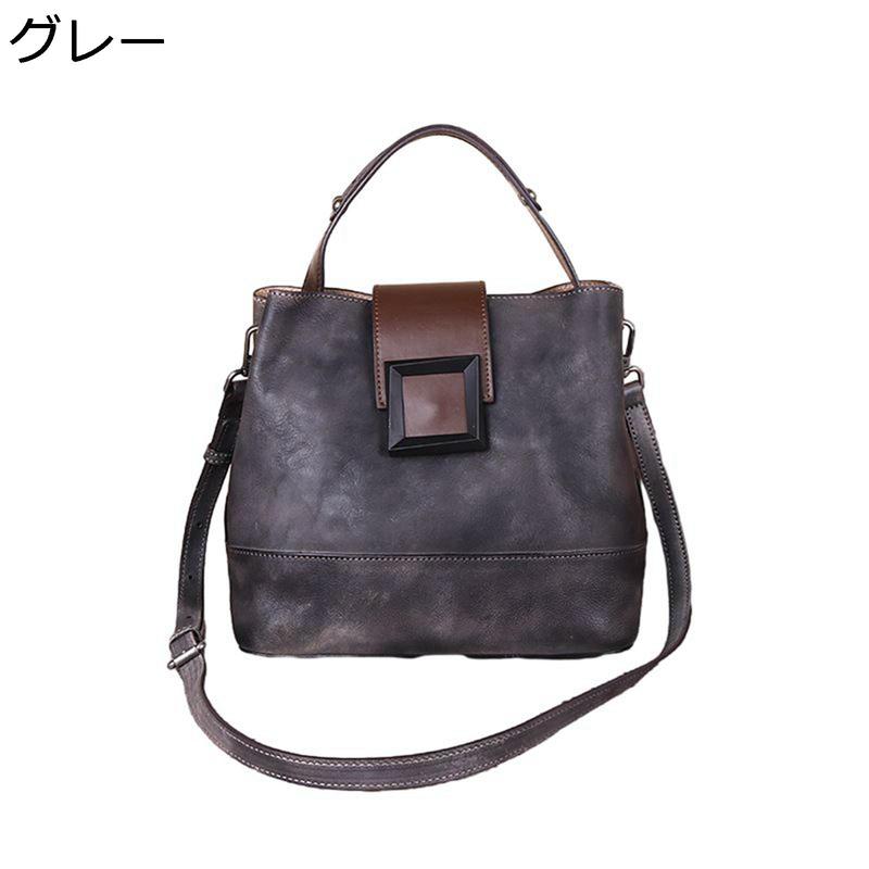 トートバッグ レディース 本革 ショルダーバッグ バケットバッグ 大容量 ポケット付き ストラップ付き 上品 底鋲付き レトロ 女性用
