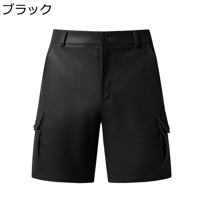  プレザーショーツ　合皮　パンツ ショートパンツ メンズ レザーパンツ ストレッチ ショーツ 3分丈