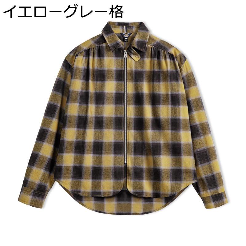 開襟シャツ チェック柄 メンズ アメカジ ヴィンテージ 長袖シャツ トップス カジュアル 春夏秋服 オープンカラー 吸汗速乾 透湿 通気性_1