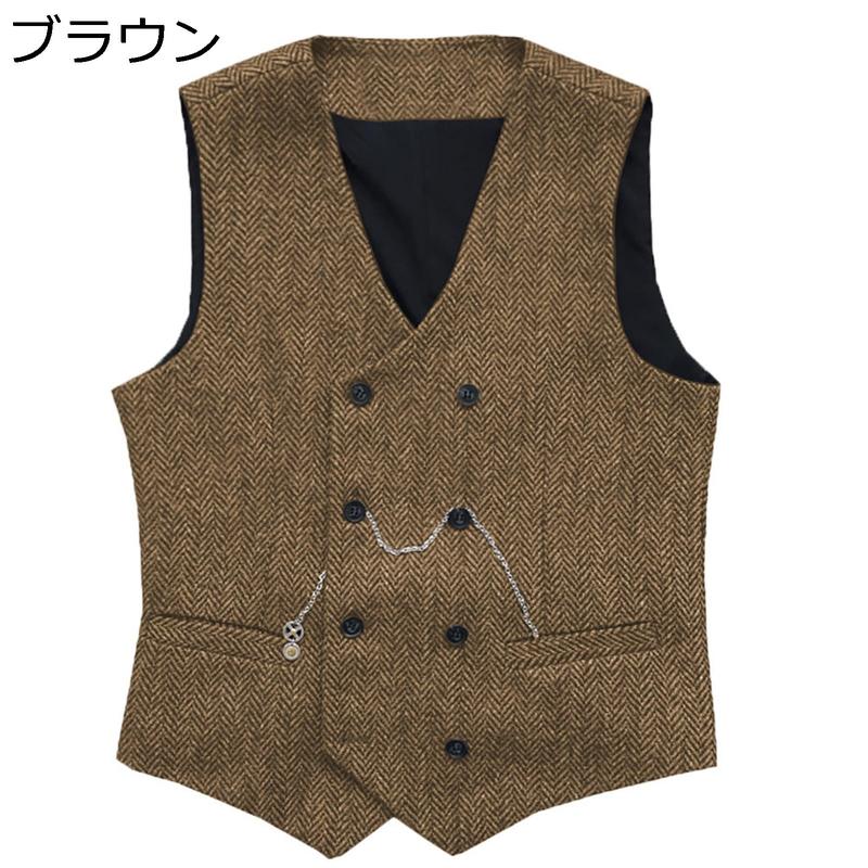 スーツベスト メンズ ジレ 紳士用 バーテンダー ボタンダウン ポケット