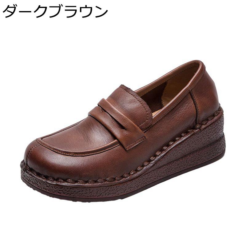 フラットシューズ レディース ウェッジソール モカシン 5.5cm カジュアルシューズ ローファー 春夏秋着 厚底 クラシック 柔らか_2