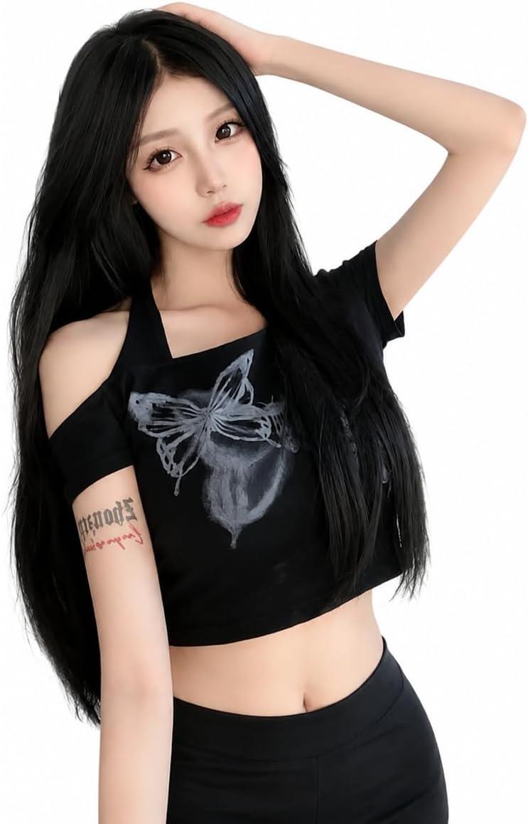 tシャツ レディース 半袖 肩あき へそ出し カットアウト ショート丈