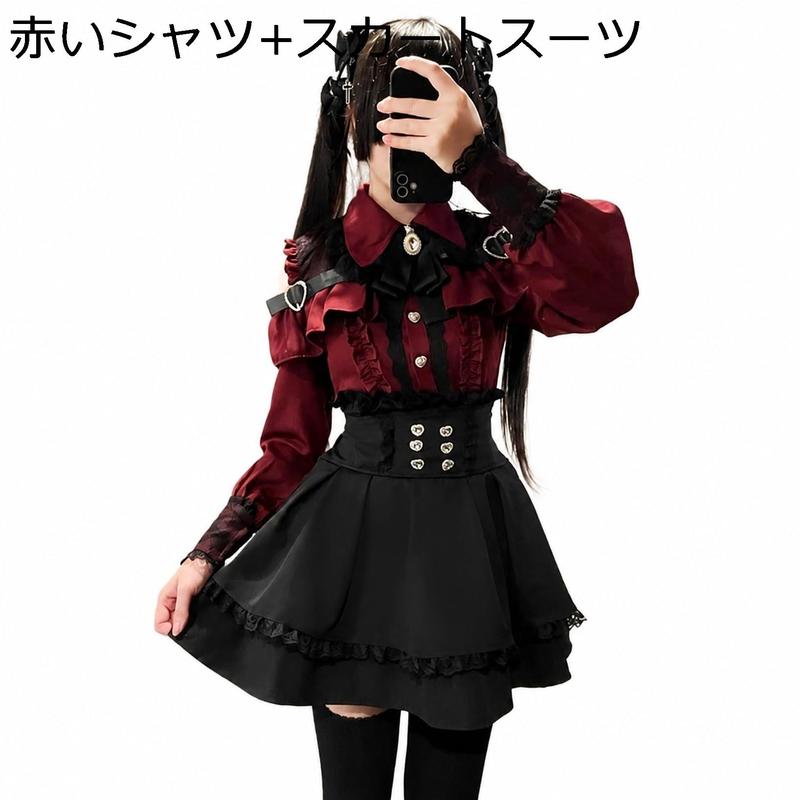 地雷系 セットアップ レディース 服 肩出し ブラウス プリーツスカート