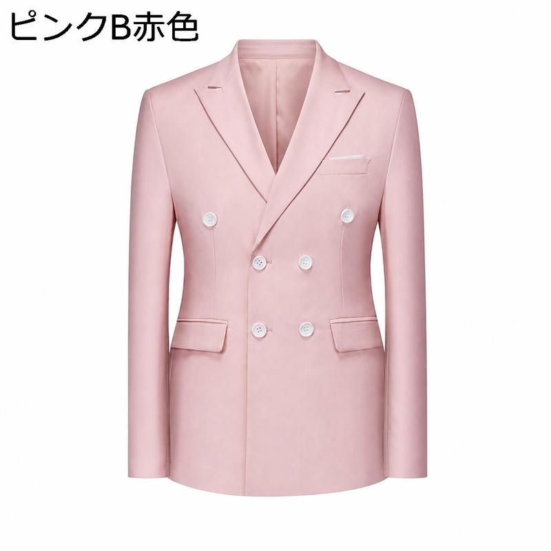 テーラードジャケット メンズ ダブル スーツ ジャケット スリム 細身 6 