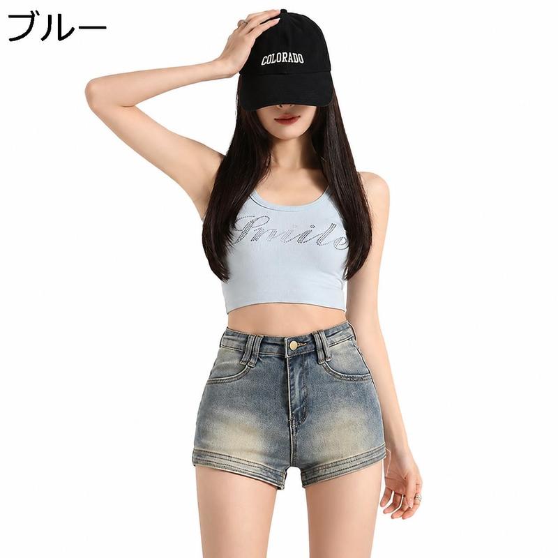 デニム ショートパンツ レディース ハイウエスト 美脚 ホットパンツ