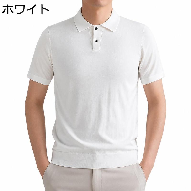ニットポロシャツ メンズ カットソー 夏着 半袖 サマーニット 襟付き