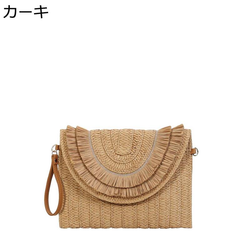 クラッチバッグ 草編みカバン ハンドバッグ ナチュラル 手提げ 