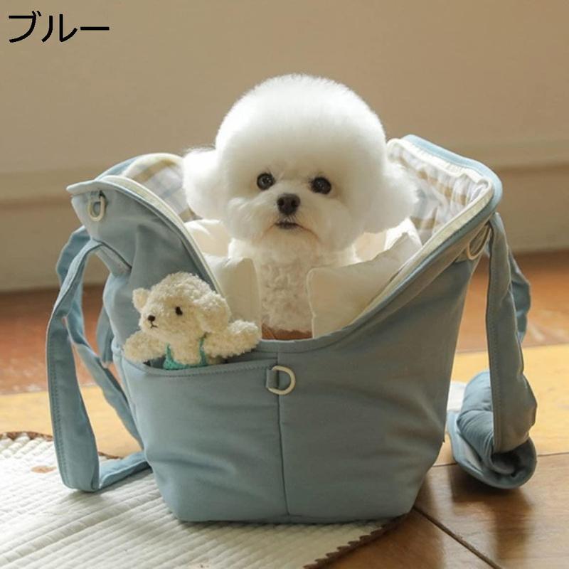 犬 キャリーバッグ ペット キャリーバッグ ペット用 軽量 ショルダー 小型犬 猫 肩掛け ブルー バッグ 手提げ 軽量 通気性 お出かけ_1