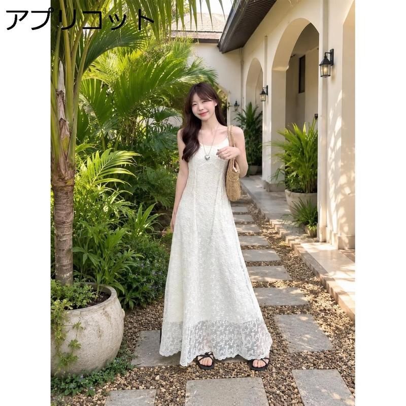キャミソールワンピース レディース ロング レース マキシワンピース