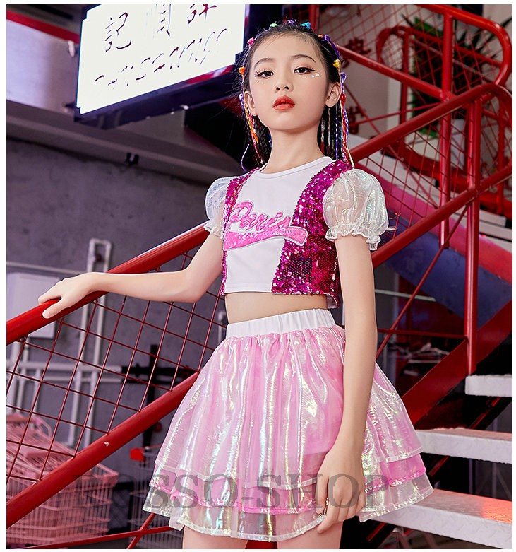 ダンス 衣装 キッズ ガールズ キラキラ スパンコール 女の子 セットアップ チア チアガール 安い へそ出し 演奏会 応援団 韓国 練習着  :rossoaco-032:ROSSO-SHOP - 通販 - Yahoo!ショッピング