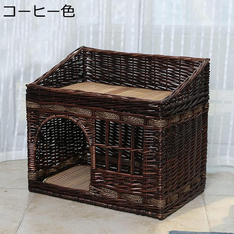 猫用 ペットベッド ラタン 猫かごネスト ドーム型 キャットハウス ねこ