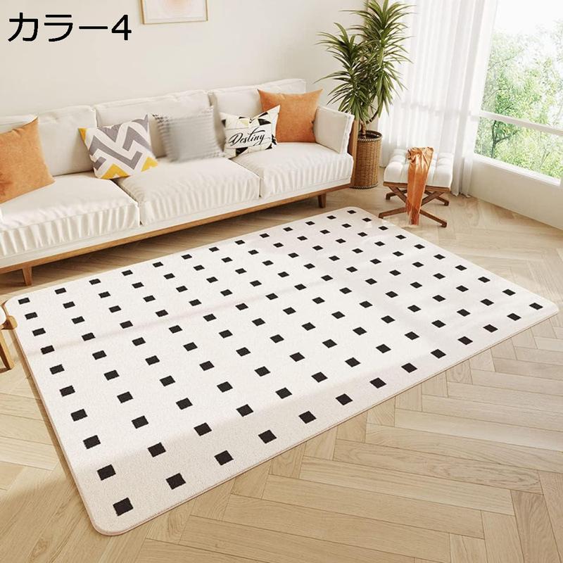 ラグ ラグマット 120*160cm カーペット モダン おしゃれ 3畳 ブルー グレー チェック 80*160CM 幾何柄 柔らか ラグ_4
