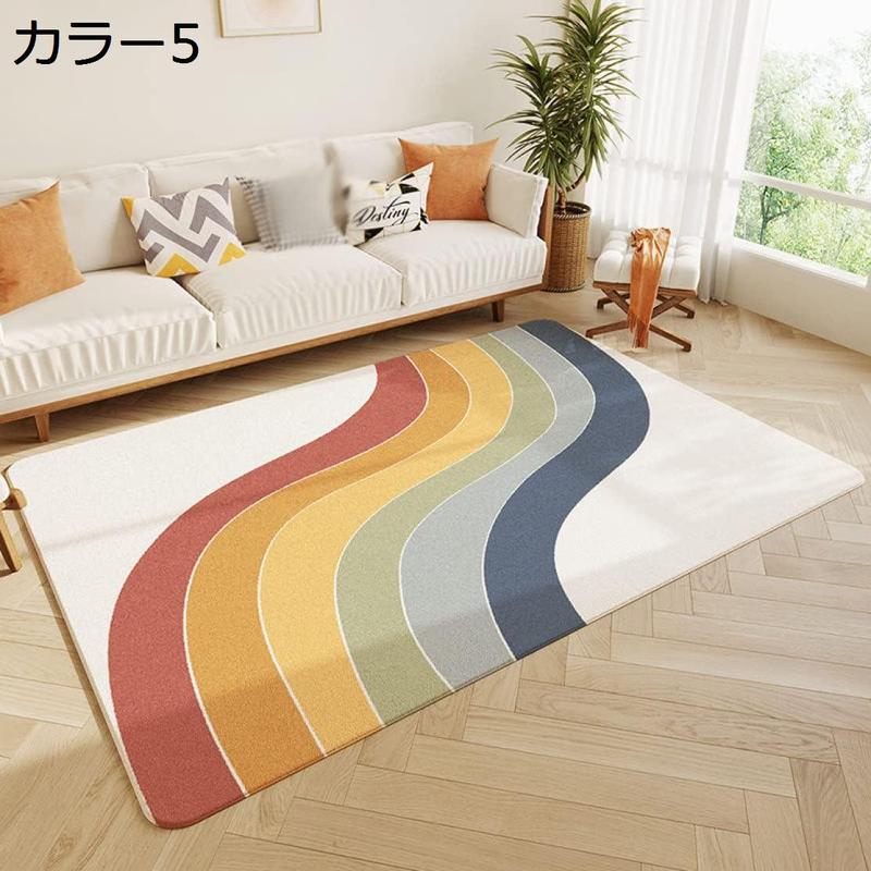 ラグ ラグマット 120*160cm カーペット モダン おしゃれ 3畳 ブルー グレー チェック 80*160CM 幾何柄 柔らか ラグ_5