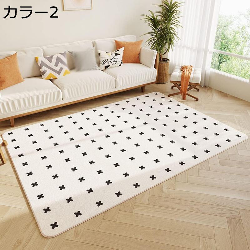 ラグ ラグマット 120*160cm カーペット モダン おしゃれ 3畳 ブルー グレー チェック 80*160CM 幾何柄 柔らか ラグ_2