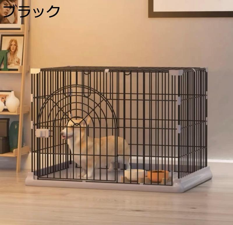 ペットケージ サークルトレー付き 屋根面付き ウサギ 猫 超小型犬 小型犬用 広々室内ケージ 1段 システムペットサークル ピンク_2