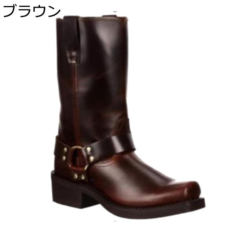 ウエスタンブーツ リングブーツ 24-29cm ロングブーツ 男女兼用 ハーフ