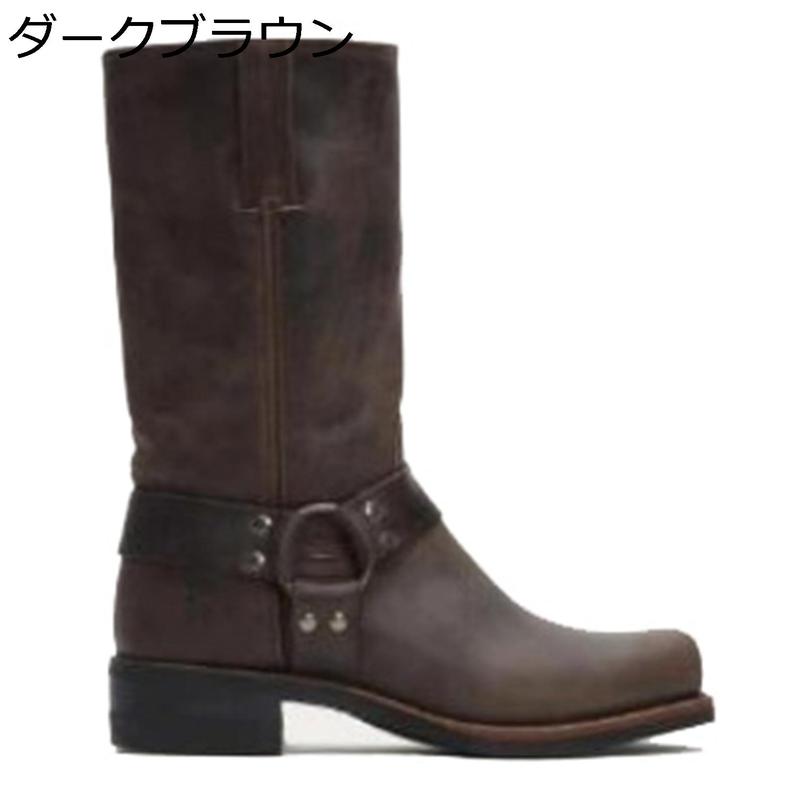 ウエスタンブーツ リングブーツ 24-29cm ロングブーツ 男女兼用 ハーフ 