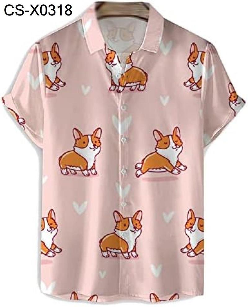 メンズ 半袖シャツ レトロ カジュアル 犬 ゆったり S02426 wyz0612ci9kbrv0-2.jpg