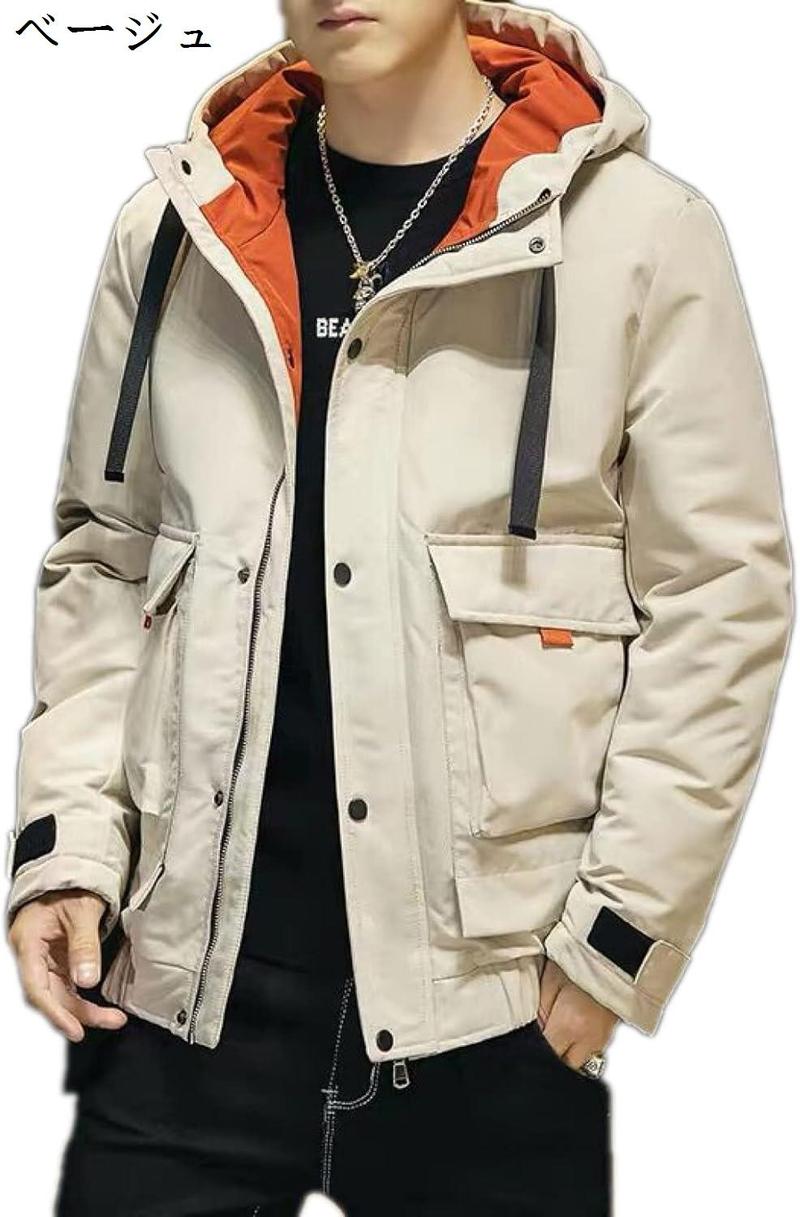 ダウンダウンコート 中綿ジャケット 冬コート メンズ ライトジャケット フード付き ゆったり 中綿 厚手 軽量 アウター 大きいサイズ｜rosso-kokura｜02