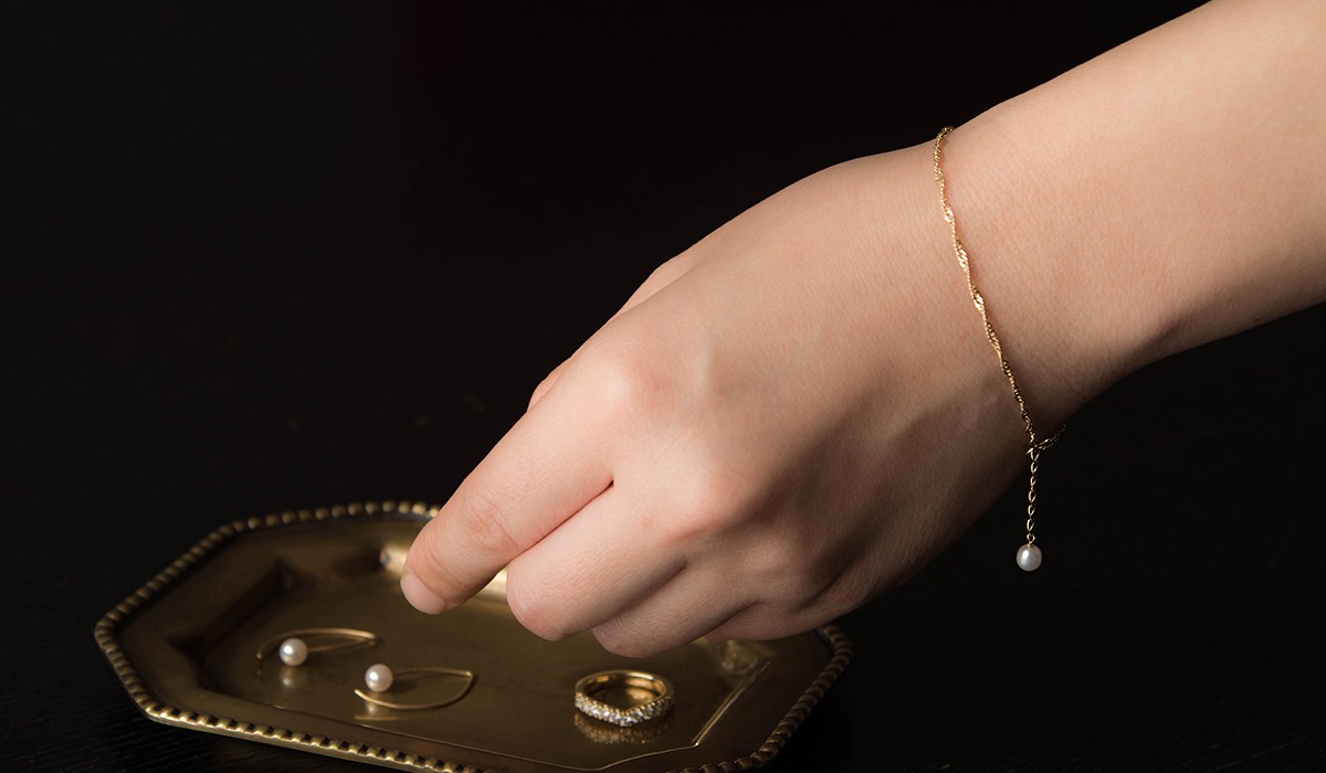 ブレスレット k18 パール 真珠 レディース スクリューチェーン