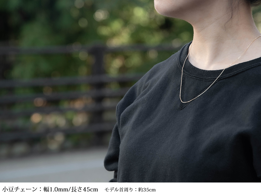 ネックレス レディース あずき チェーン18金 k18 18k ゴールド 1.0mm