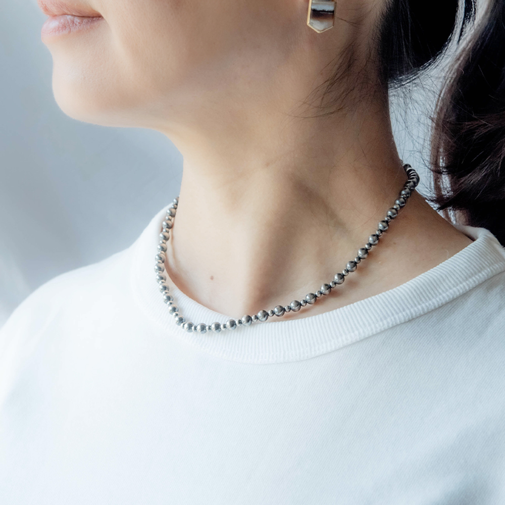 ナバホパール ナバホ パール ネックレス 5mm シルバー925 メンズ