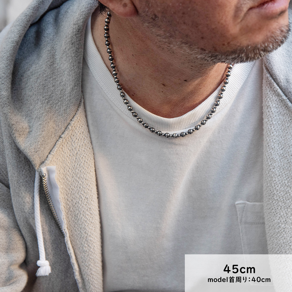 ナバホパール ナバホ パール ネックレス 5mm シルバー925 メンズ