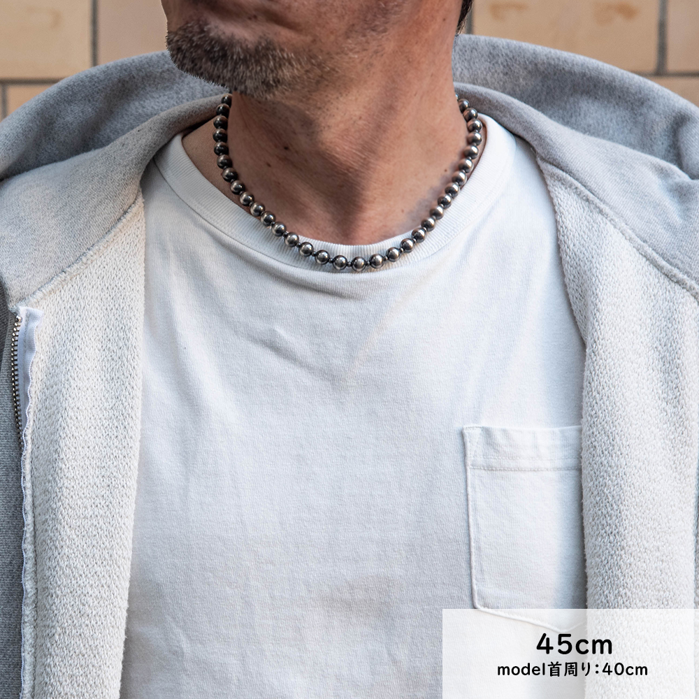 夏のカッコいい(^^)つのつのパール8粒＆ナバホパールパターンネックレス ナバホパール ナバホ パール ネックレス 8mm シルバー925 メンズ