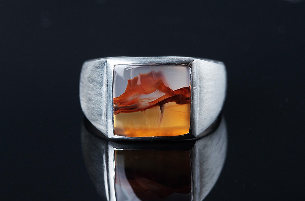 メンズ シルバー925 リング 指輪 シンプル 印台リング ピクチャー