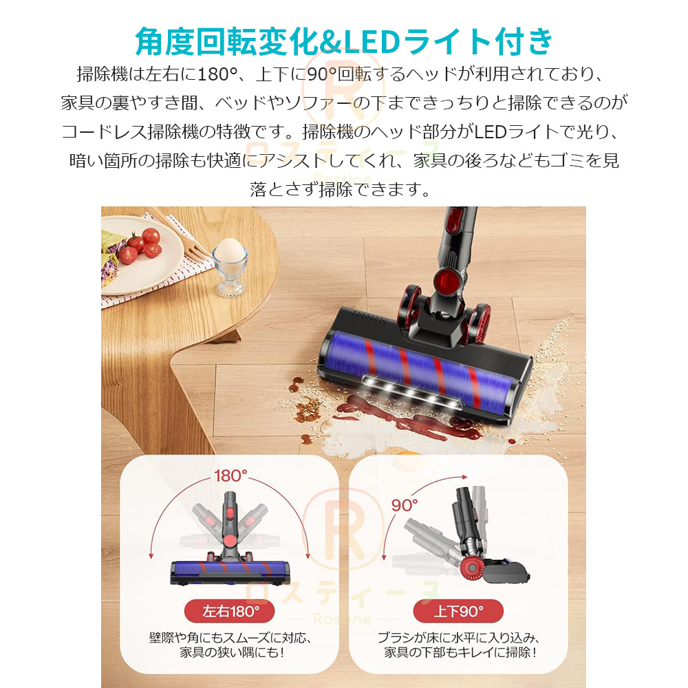 掃除機 コードレス サイクロン式 自走式 21000pa吸引力 強力吸引