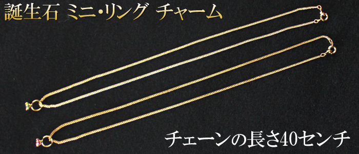 誕生石付き指輪のチャームネックレス｜ミニ・リング