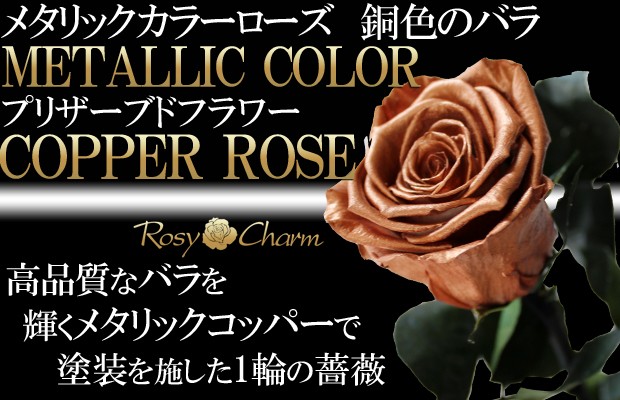 銅色のバラ 1本 プリザーブドフラワー コッパーローズ プロポーズ 結婚