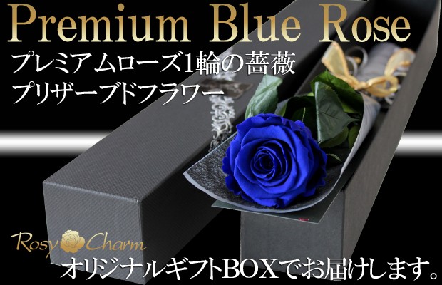 青い薔薇　1本　プリザーブドフラワー