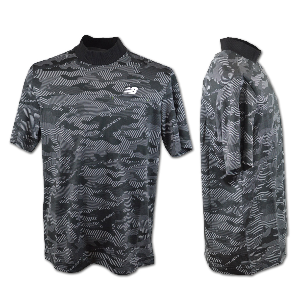 New Balance ハイネックシャツ グレー/ホワイト ニューバランス NEW BALANCE GOLF ニューバランス ハイネック 半袖Tシャツ 総柄