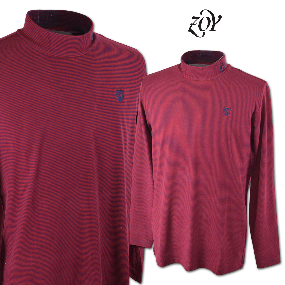 サイズ：1 ZOY ゾーイ  ハイネック 長袖Tシャツ  レッド系 [240101431692] ゴルフウェア メンズ ストスト ZOY 長袖ハイネックシャツ メンズ ゴルフウェア アウトレット