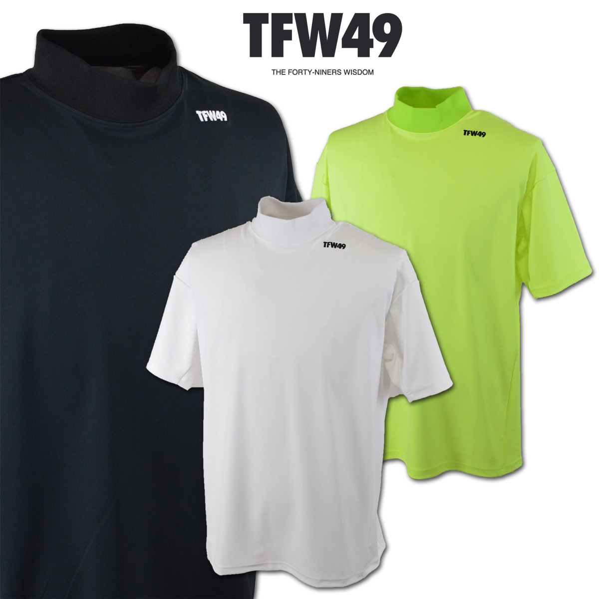 TFW49 半袖ハイネックシャツ メンズ 春夏用 白 イエロー 黒 M L LL