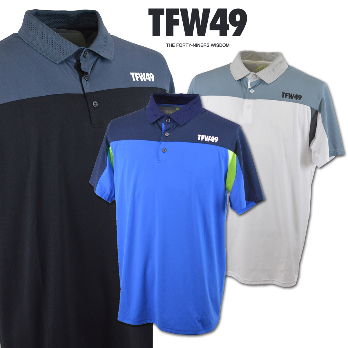 TFW49 半袖ポロシャツ メンズ 春夏用 白 黒 青 紺 グレー チャコール 