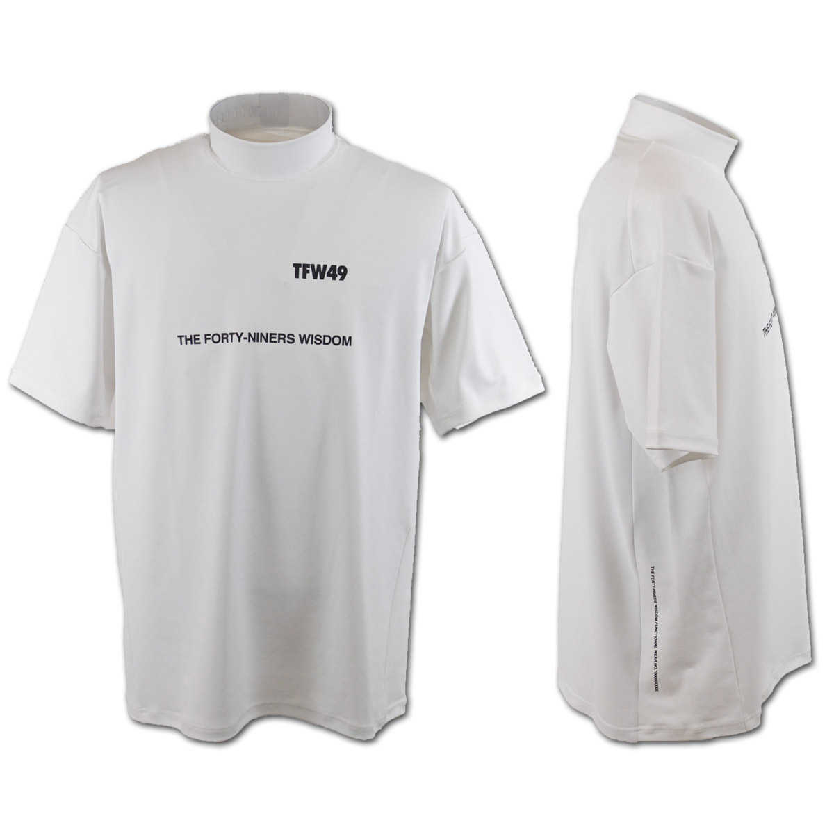 TFW49 半袖ハイネックシャツ メンズ 春夏用 白 黒 M L t102410015