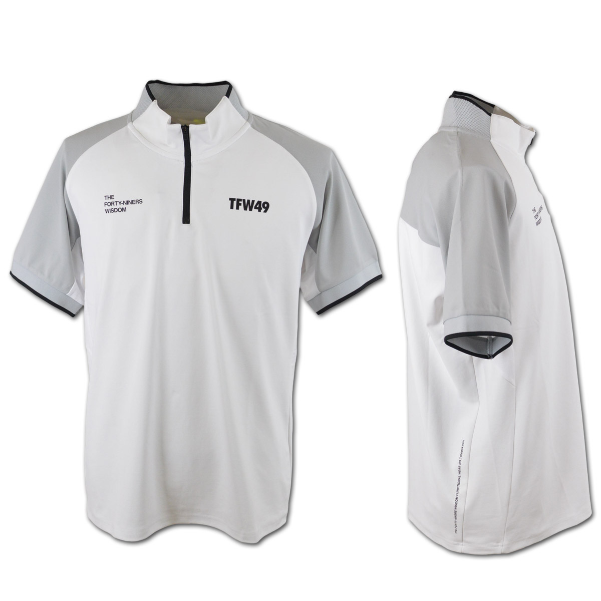 新品未使用　TFW49 半袖　ハーフジップ　カラーレス　ポロシャツ　サイズL TFW49 半袖ハーフジップシャツ ゴルフウェア メンズ HALF ZIP