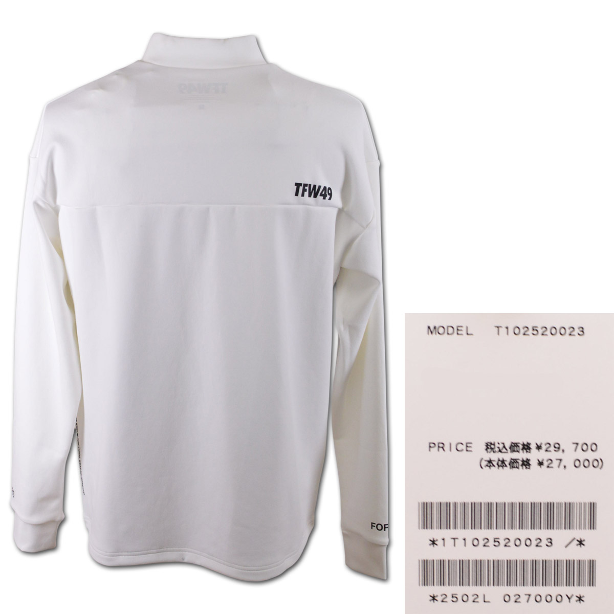 TFW49 長袖モックネックシャツ メンズ L ブラック　スリーブロゴ TFW49 長袖モックネックシャツ メンズ L ブラック スリーブロゴ