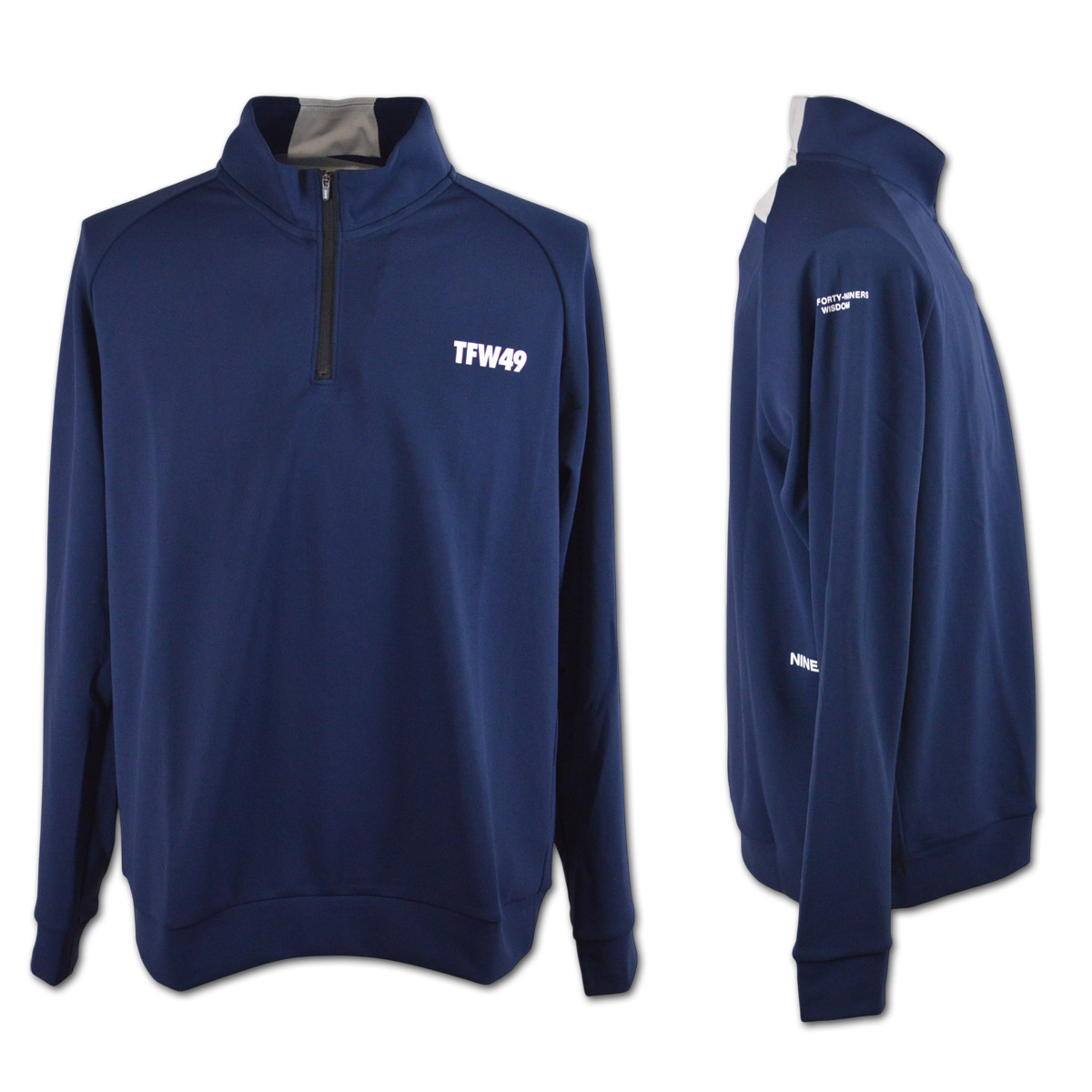 TFW49 長袖ハーフジップシャツ ゴルフウェア メンズ 秋冬用 紺 ライト