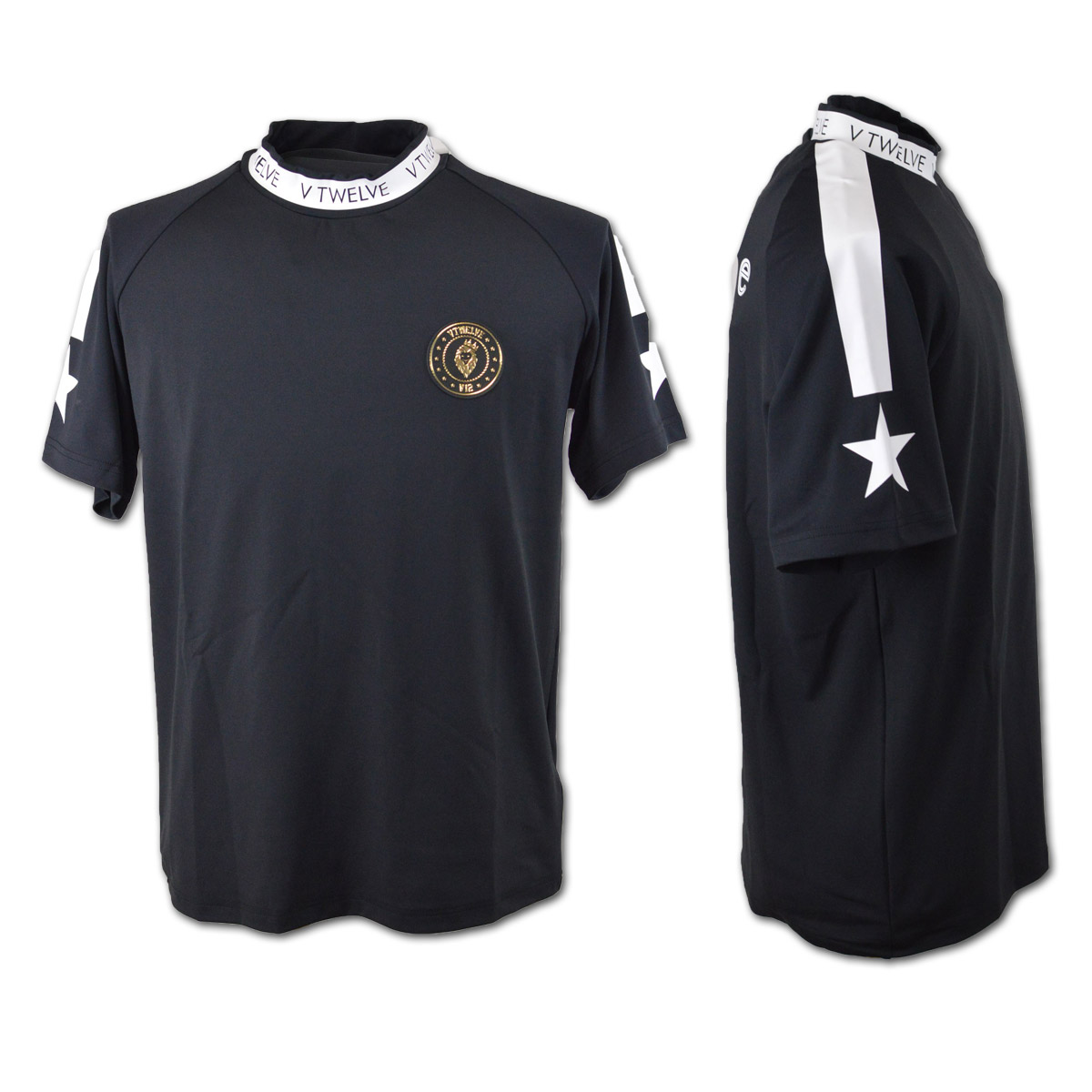 V12（ヴィ・トゥエルヴ） 半袖ハイネックシャツ (M)(L)(LL) ゴルフ ONE