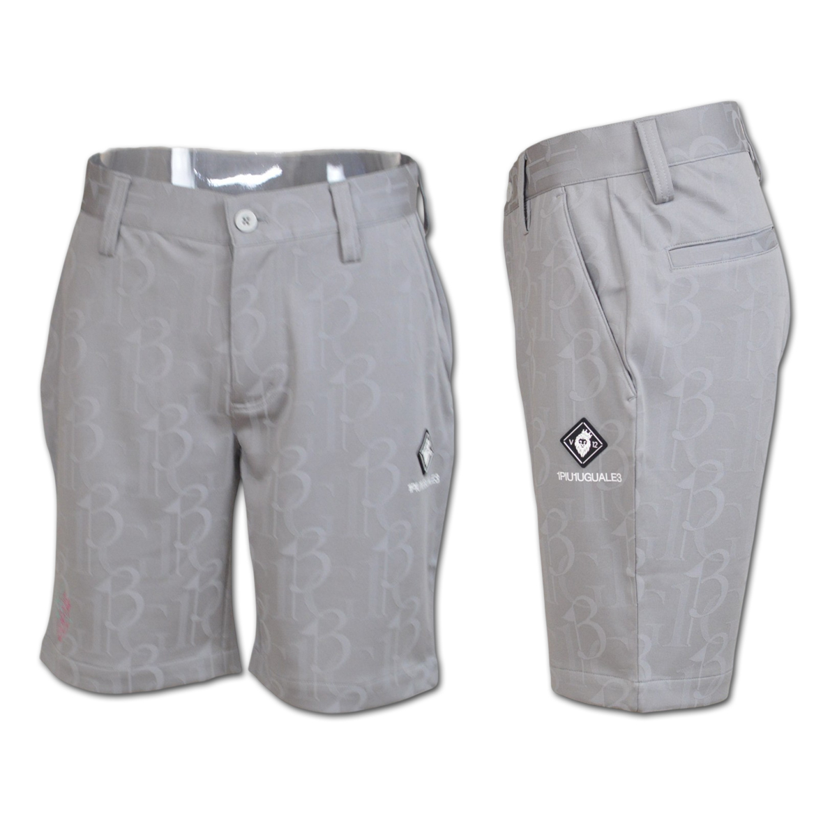 【未使用】1piu1uguale3柄ショートパンツグレー V12（ヴィ・トゥエルヴ） ショートパンツ ゴルフ ゴルフウェア V12113