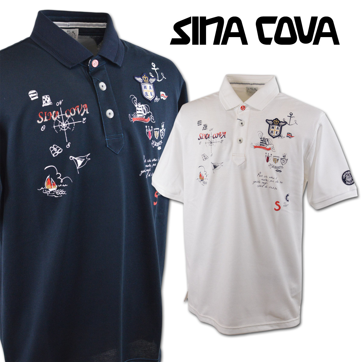 SINA COVA（シナコバ） 半袖ポロシャツ ゴルフウェア メンズ 春夏用 白