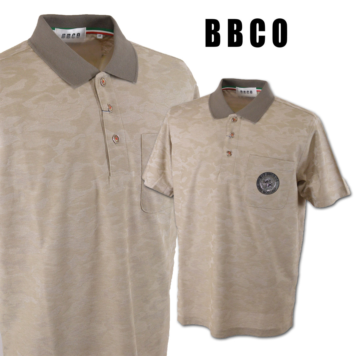ビビコ BBCO 半袖ポロシャツ メンズ ゴルフ 迷彩 カモフラ (M)(L) 31