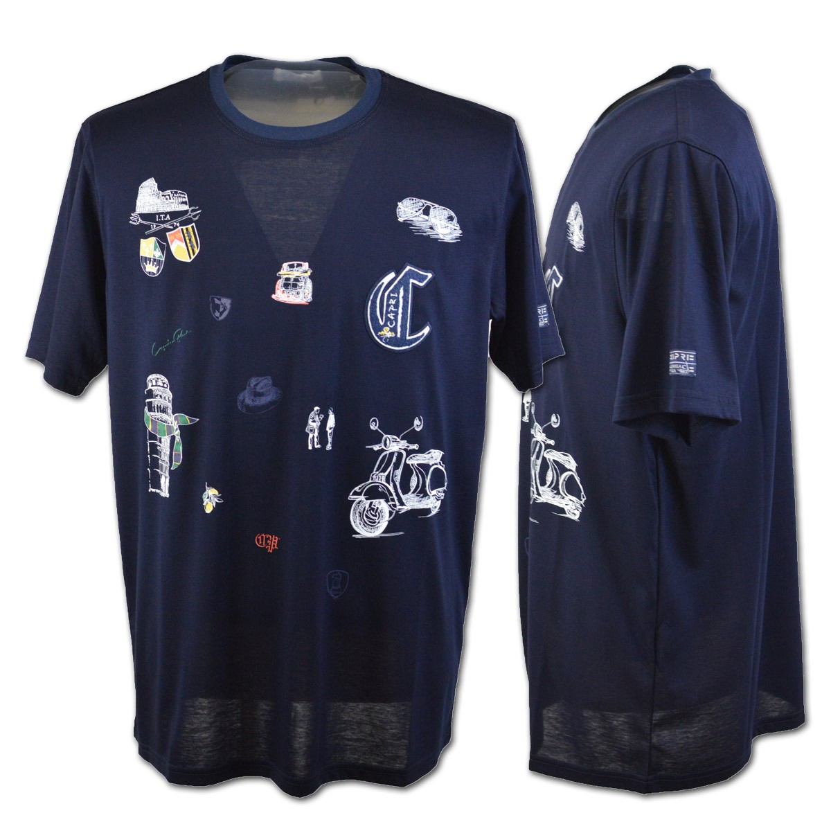 capri カプリ 半袖Tシャツ メンズ 春夏用 グレー 赤 紺 M L LL