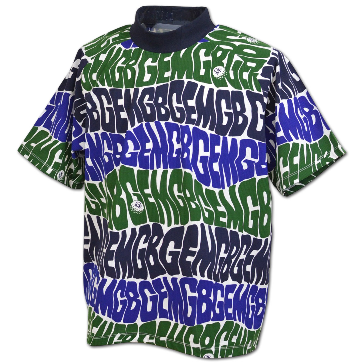グリーンエッジモンキーズ 半袖プルオーバー ゴルフ ゴルフウェア メンズ M L LL 紺 茶 Original print mock neck GREEN EDGE MONKEYS 60353010の画像