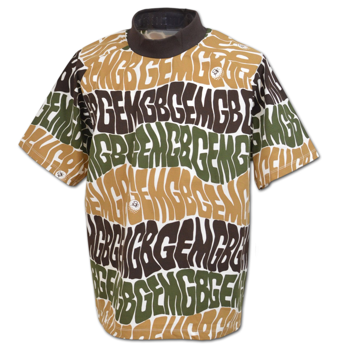 グリーンエッジモンキーズ 半袖プルオーバー ゴルフ ゴルフウェア メンズ M L LL 紺 茶 Original print mock neck GREEN EDGE MONKEYS 60353010の画像